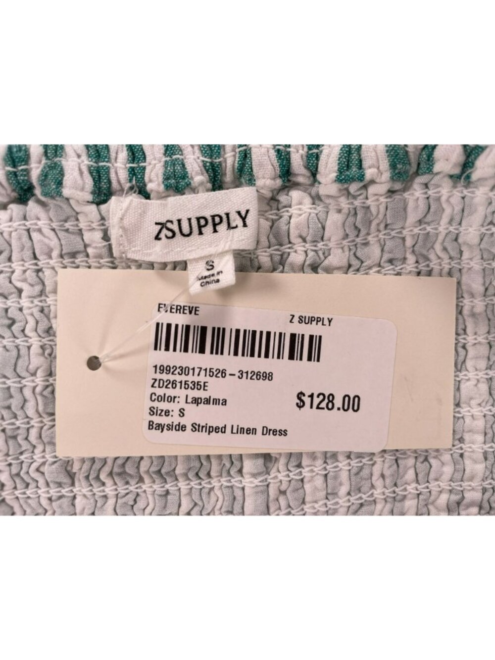 Z Supply Bayside Striped Linen Maxi Dress Adjustable Straps Green/White Sz S NEW - Picture 9 of 10